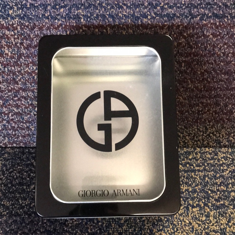Giorgio Armani Black and Silver Tin Gift Box - New